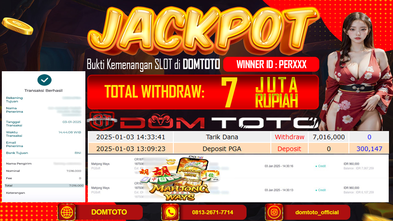 JACKPOT SLOT MAHJONG WAYS 03 JANUARI 2025